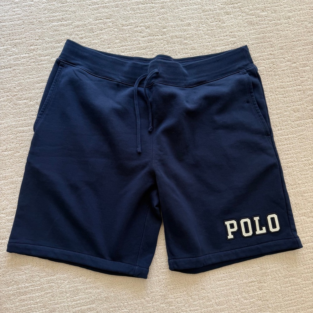Polo Ralph Lauren Mens Navy Blue Fleece Sweat Shorts Varsity Logo 2XB Big & Tall